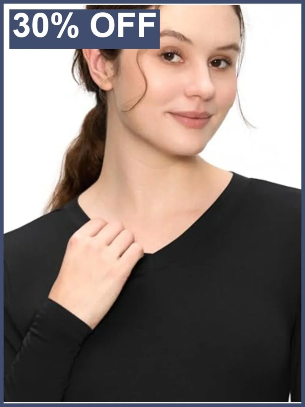 Women's Underscrub Tee V-Neck Long Sleeve Slim Fit Medical Scrub Top